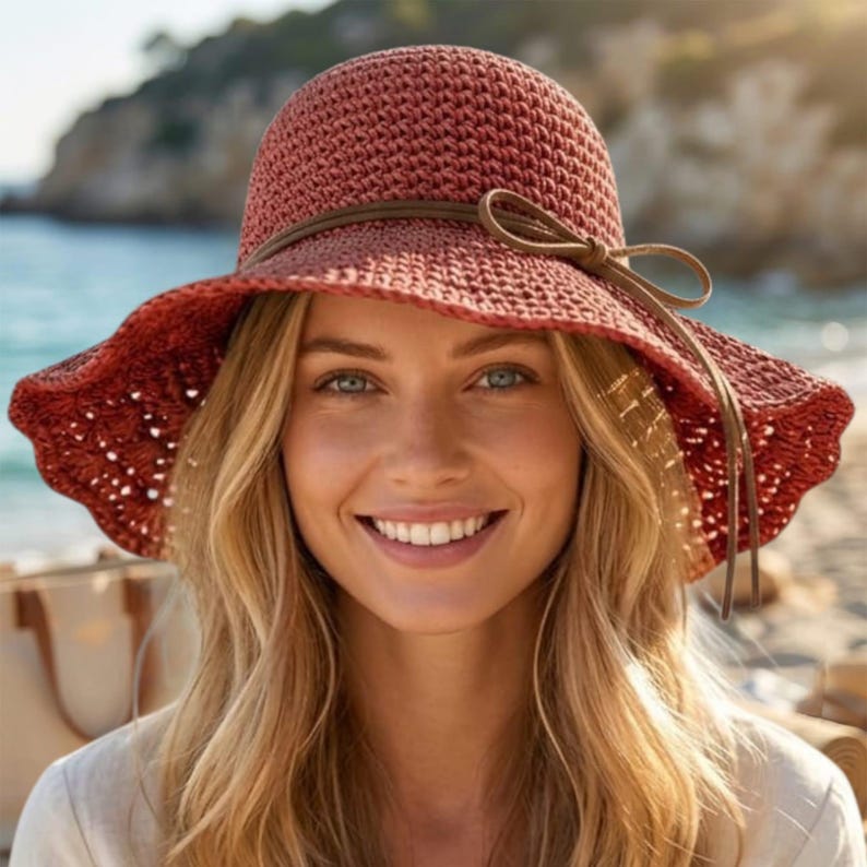 Women’s Boho Straw Sun Hat – Wide Brim Lightweight Beach & Vacation Style