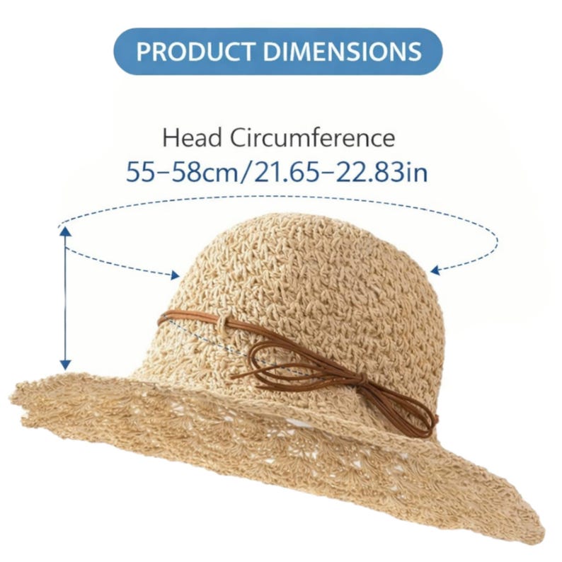 Women’s Boho Straw Sun Hat – Wide Brim Lightweight Beach & Vacation Style