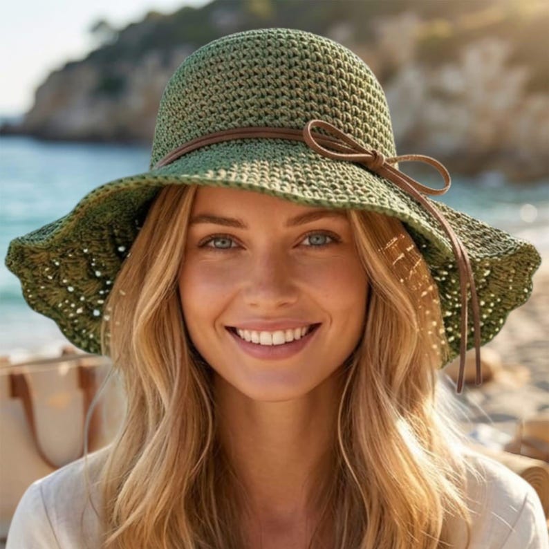 Women’s Boho Straw Sun Hat – Wide Brim Lightweight Beach & Vacation Style