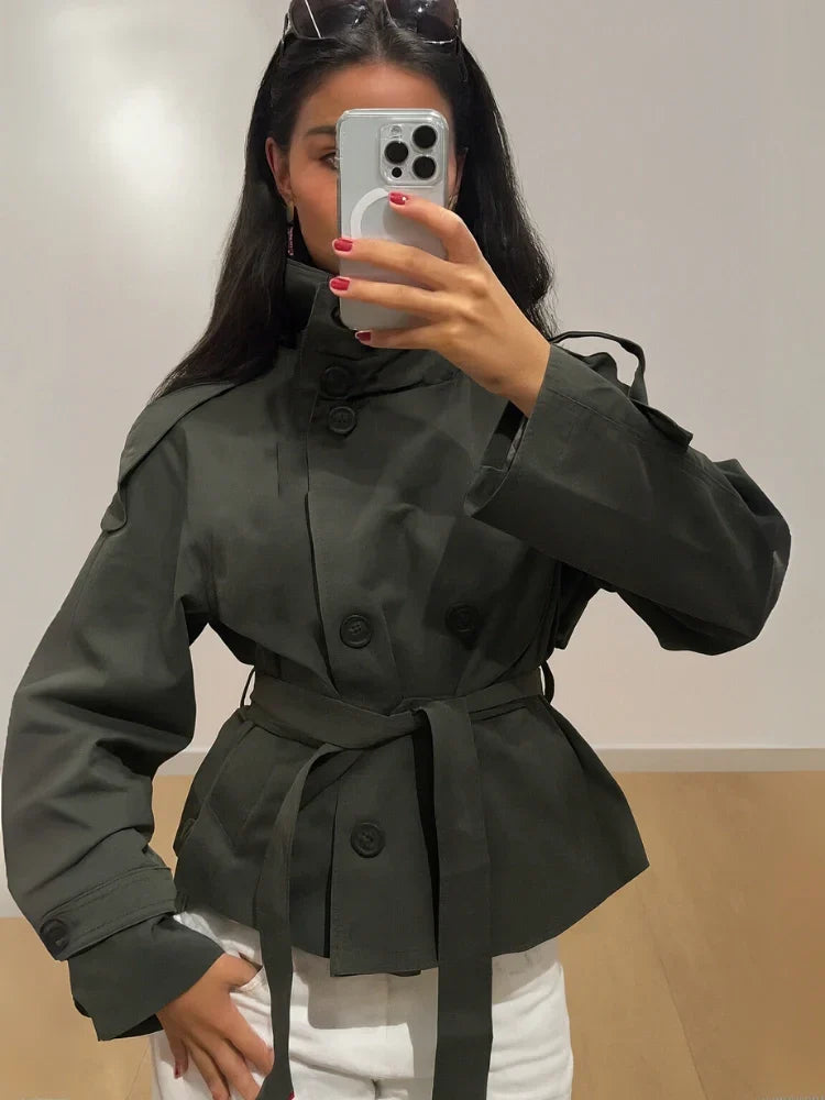 Sira™ | Stylish Cropped Trench Coat