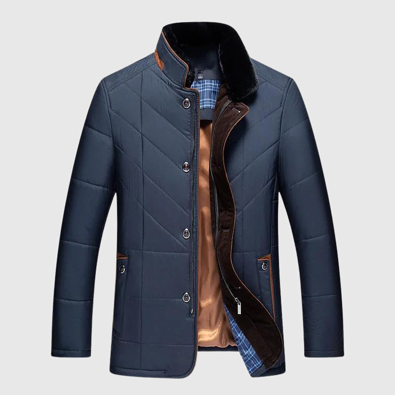 Men's Lined Fur Collar Winter Jacket