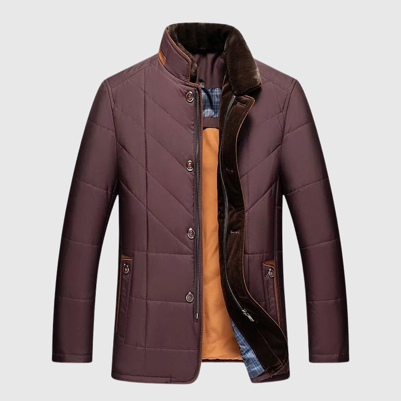 Men's Lined Fur Collar Winter Jacket