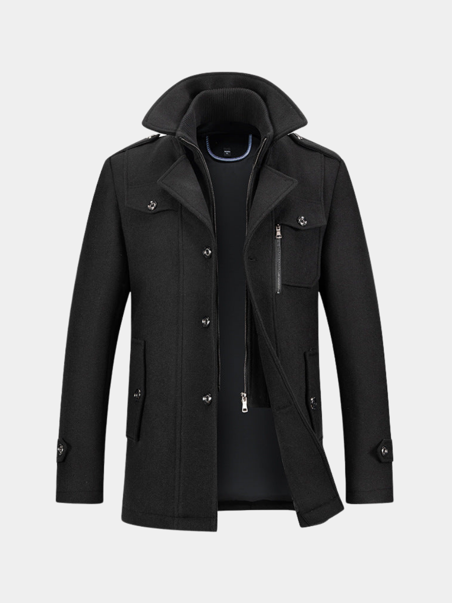 Alex | Men's Padded Collar Zip Wool Winter Jacket
