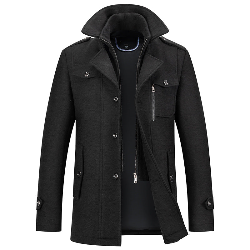 Alex | Men's Padded Collar Zip Wool Winter Jacket