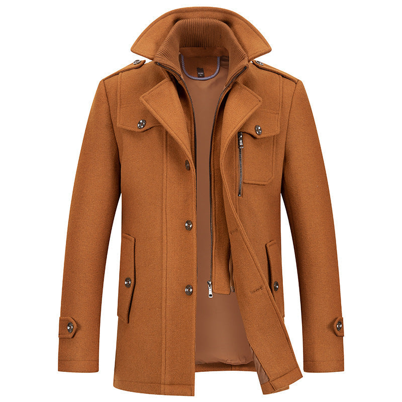 Alex | Men's Padded Collar Zip Wool Winter Jacket