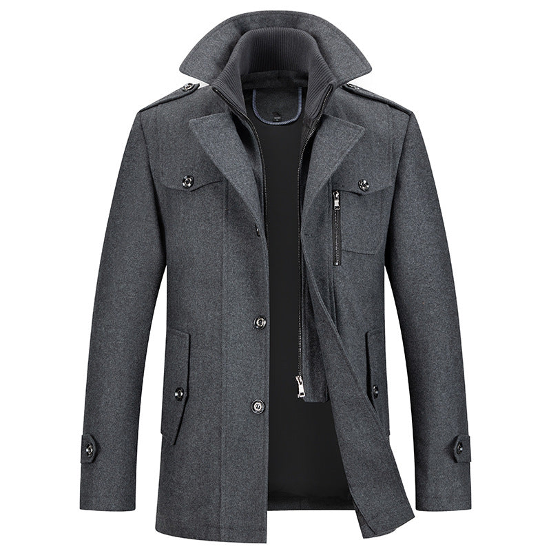 Alex | Men's Padded Collar Zip Wool Winter Jacket