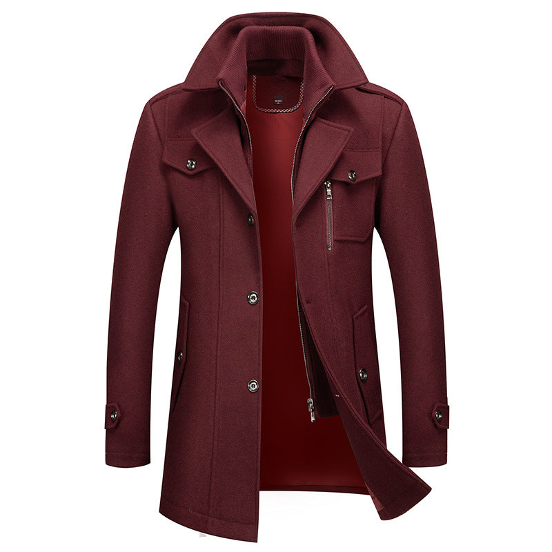 Alex | Men's Padded Collar Zip Wool Winter Jacket