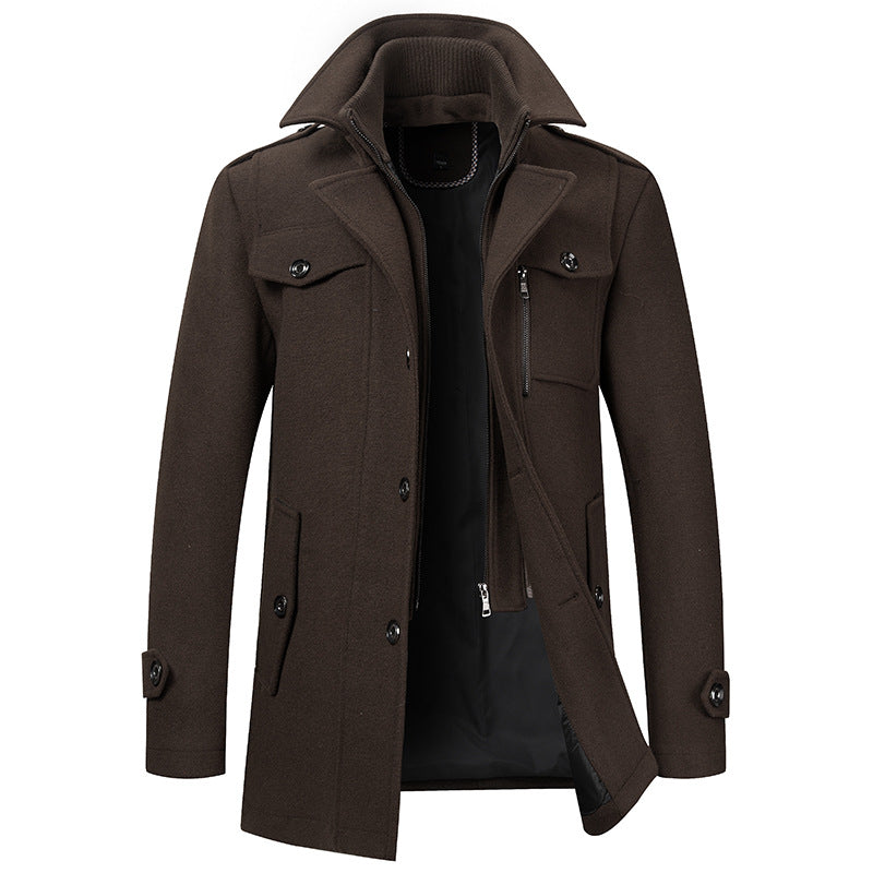 Alex | Men's Padded Collar Zip Wool Winter Jacket