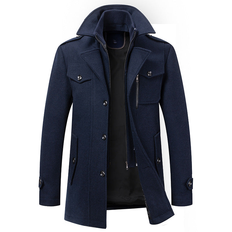 Alex | Men's Padded Collar Zip Wool Winter Jacket