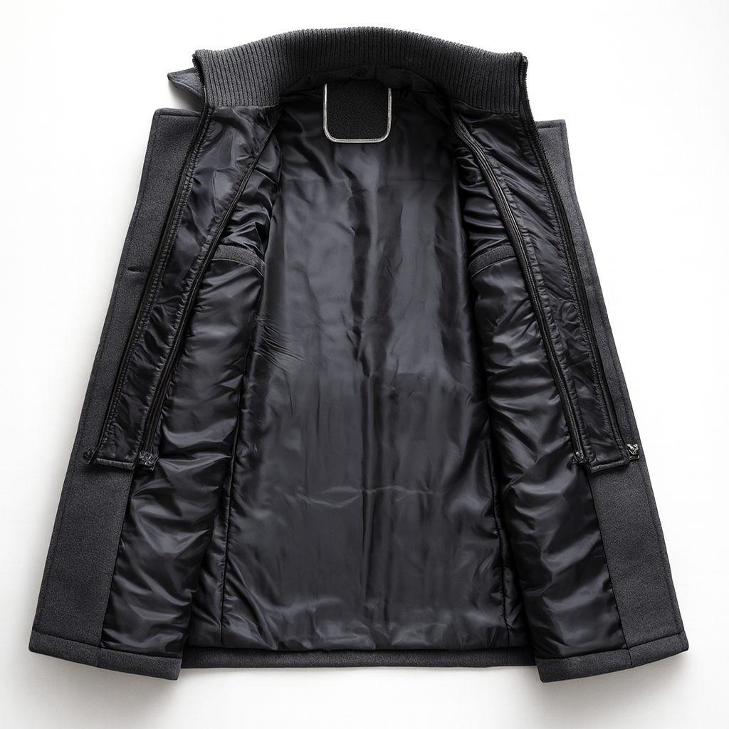 Alex | Men's Padded Collar Zip Wool Winter Jacket