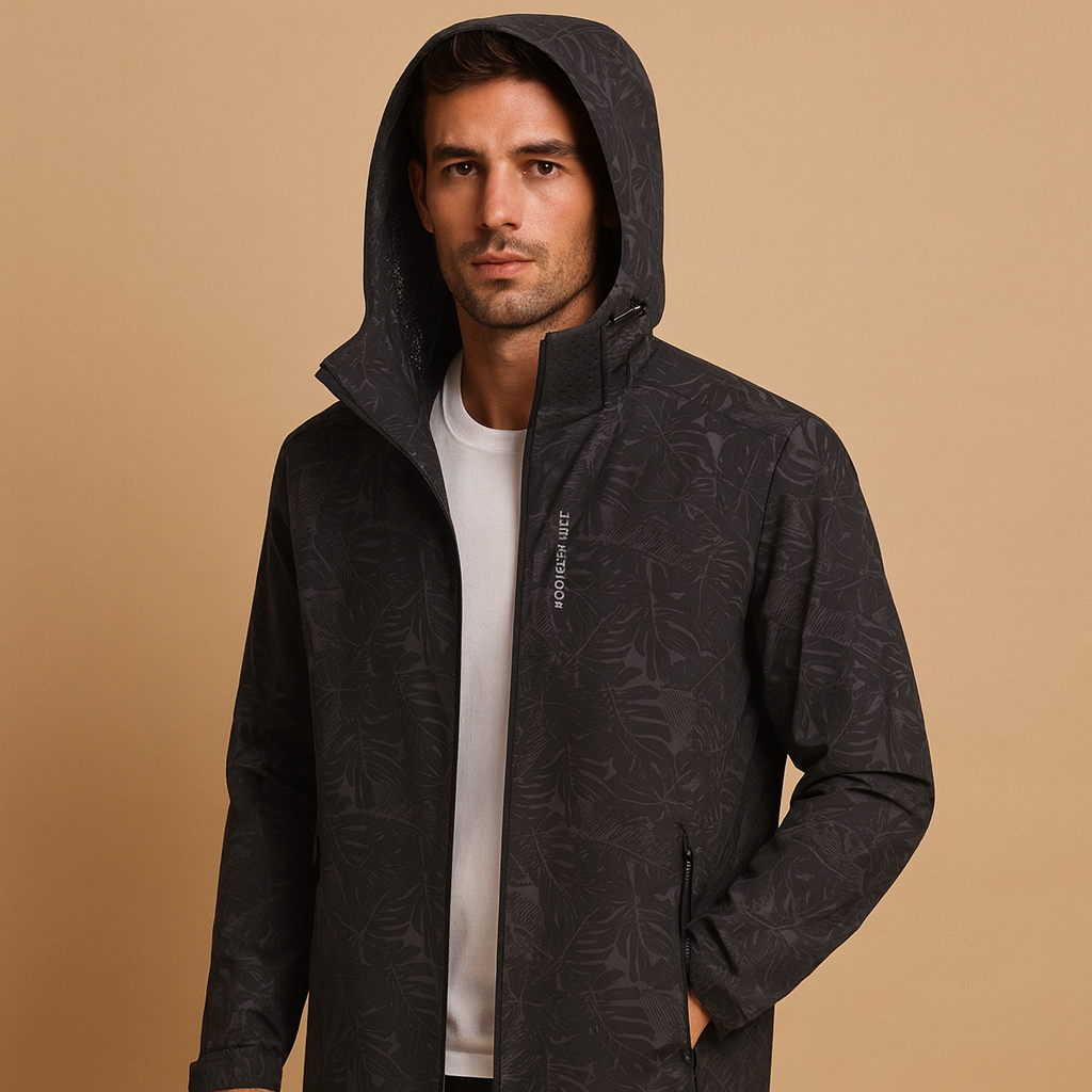 Waterproof Jacket with Leaf Print