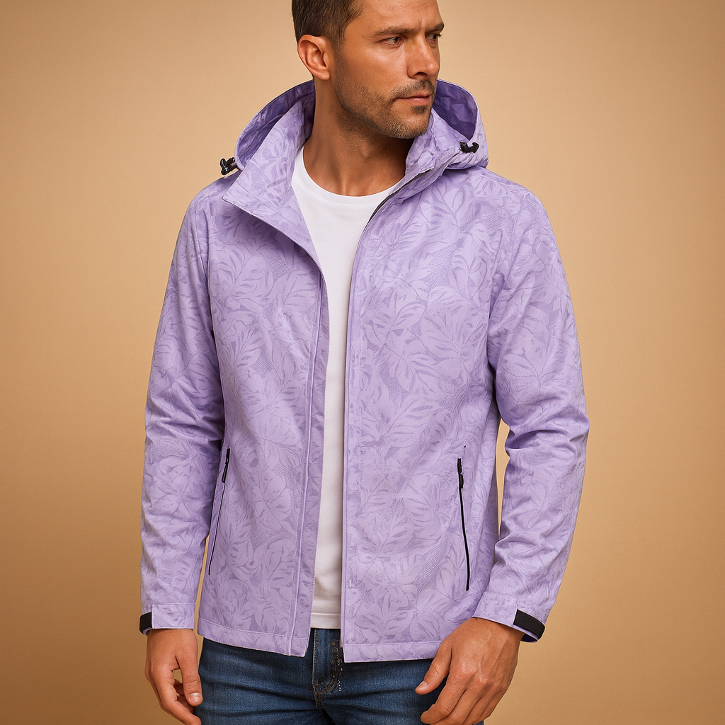 Waterproof Jacket with Leaf Print