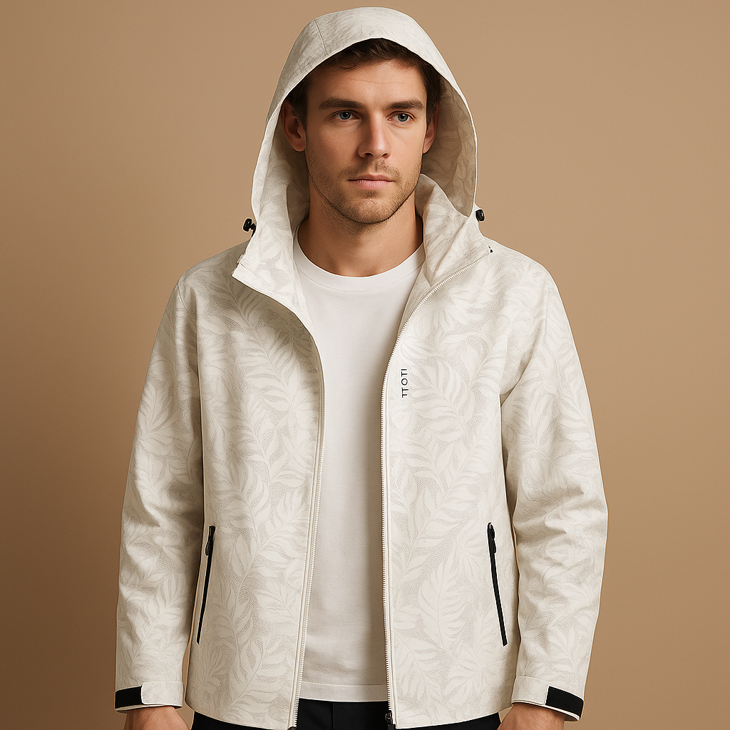 Waterproof Jacket with Leaf Print