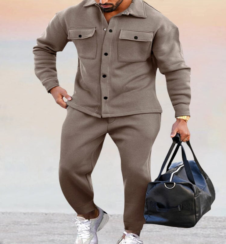 Men’s Overshirt and Jogger Pants Set – Two-Piece Set