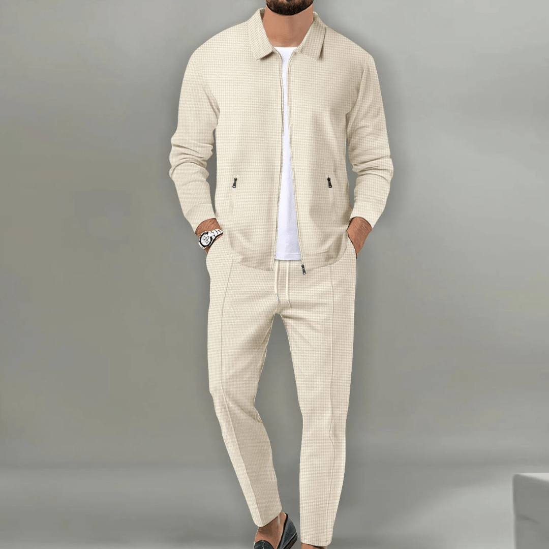 Men’s Knitted Waffle Texture Set – Two-Piece Set