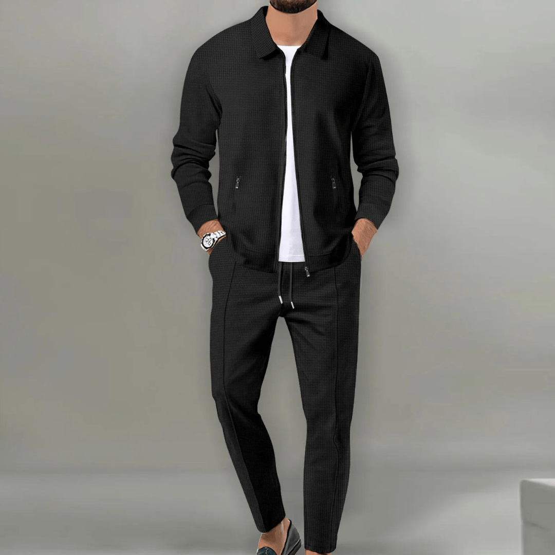 Men’s Knitted Waffle Texture Set – Two-Piece Set