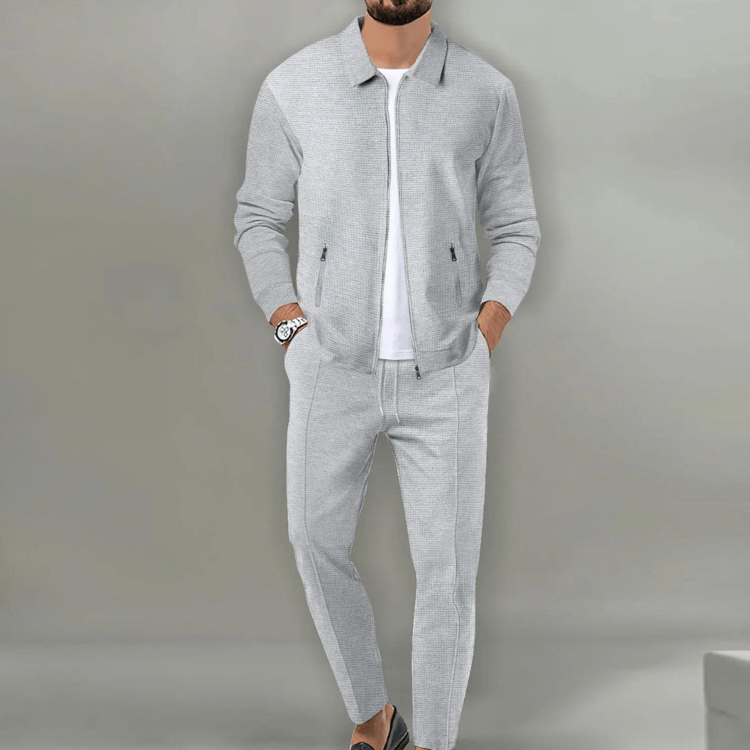 Men’s Knitted Waffle Texture Set – Two-Piece Set