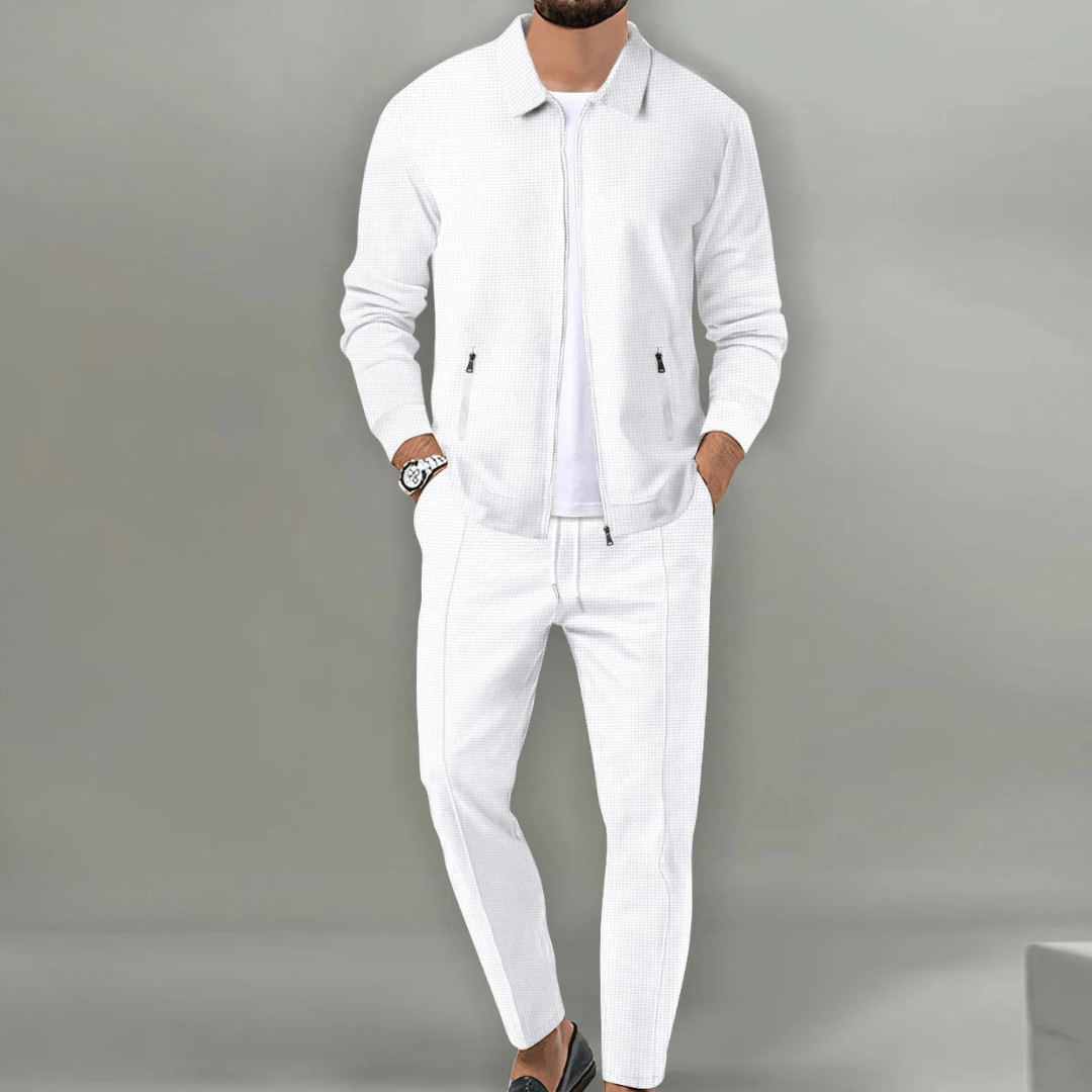 Men’s Knitted Waffle Texture Set – Two-Piece Set