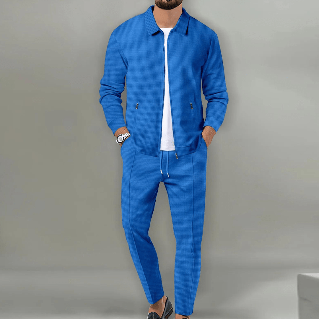 Men’s Knitted Waffle Texture Set – Two-Piece Set