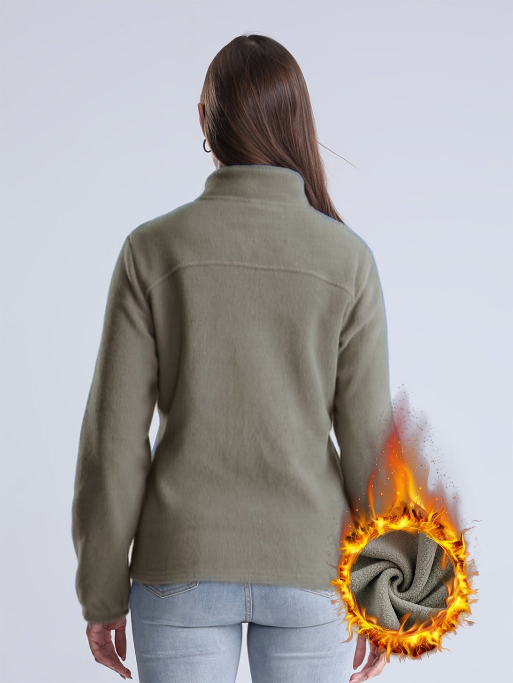Esmee | Women's Solid Colour Plush-Lined Zip-Up Jacket with Pockets