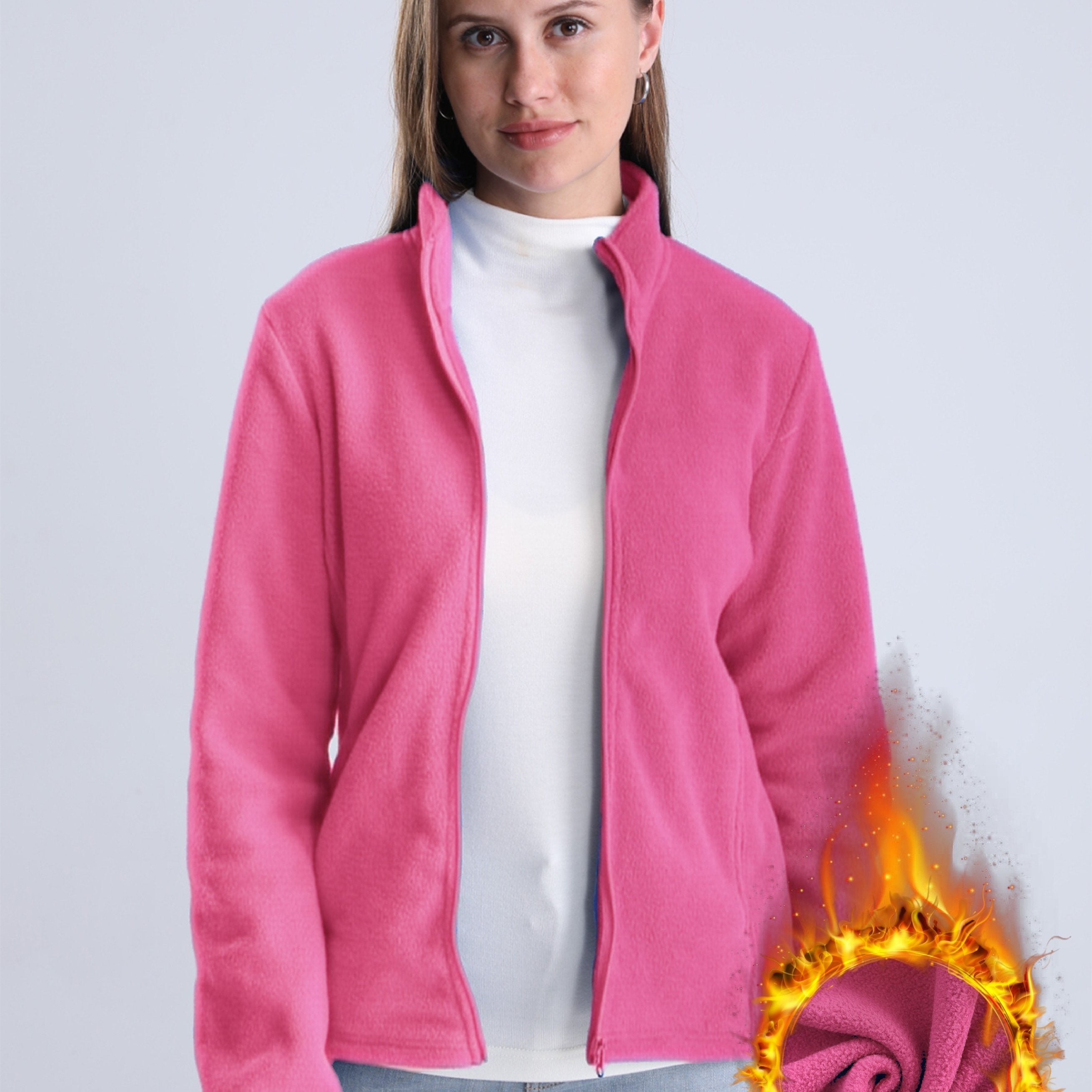 Esmee | Women's Solid Colour Plush-Lined Zip-Up Jacket with Pockets