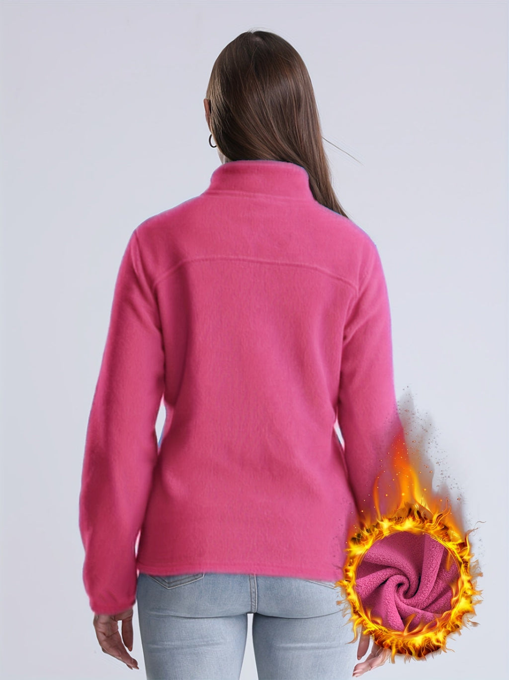 Esmee | Women's Solid Colour Plush-Lined Zip-Up Jacket with Pockets