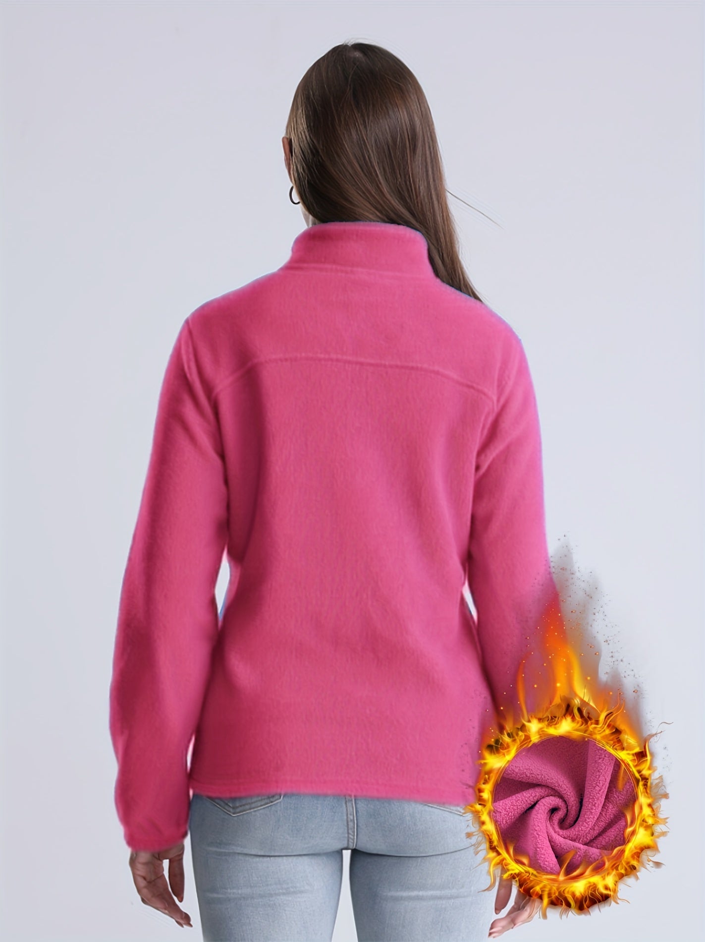 Esmee | Women's Solid Colour Plush-Lined Zip-Up Jacket with Pockets