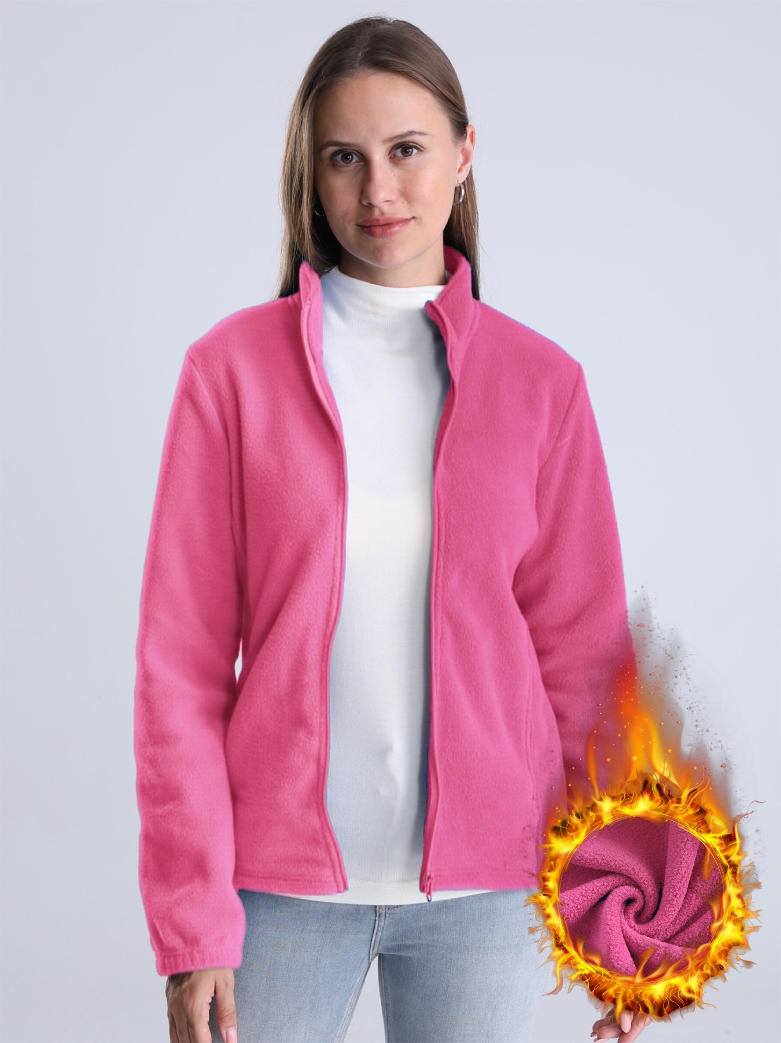 Esmee | Women's Solid Colour Plush-Lined Zip-Up Jacket with Pockets