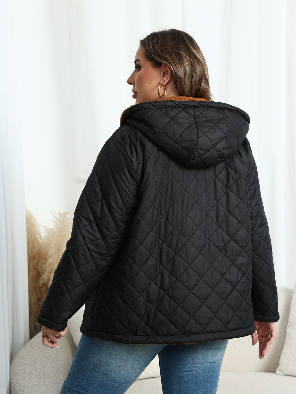 Nina | Women's Plus Size Plush-Lined Hooded Quilted Jacket