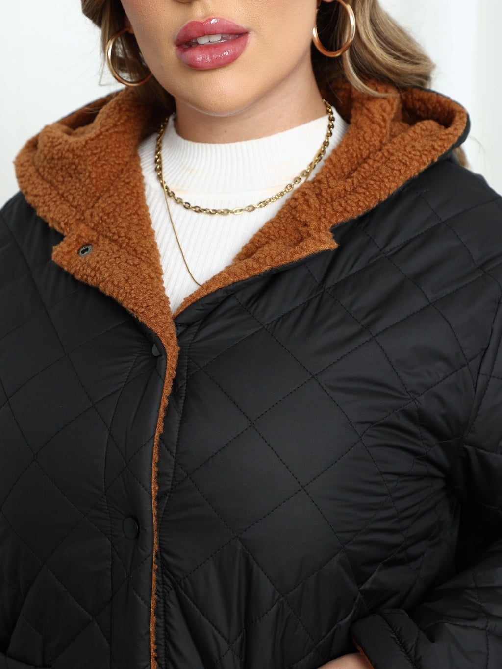 Nina | Women's Plus Size Plush-Lined Hooded Quilted Jacket