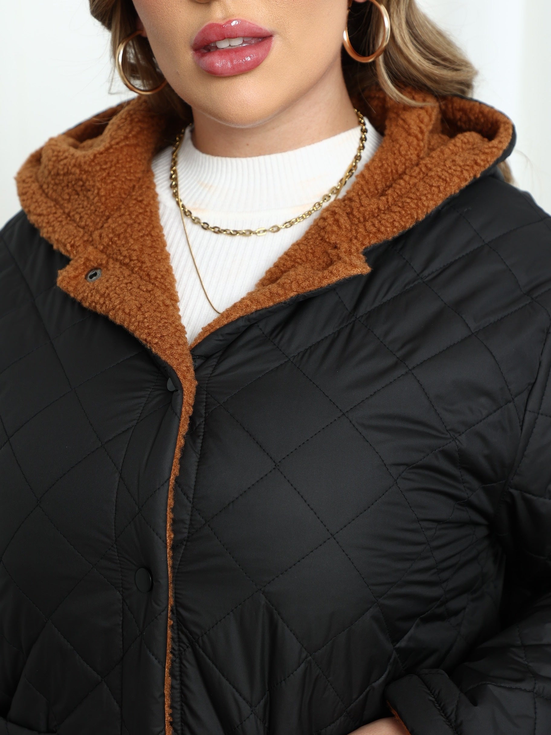Nina | Women's Plus Size Plush-Lined Hooded Quilted Jacket