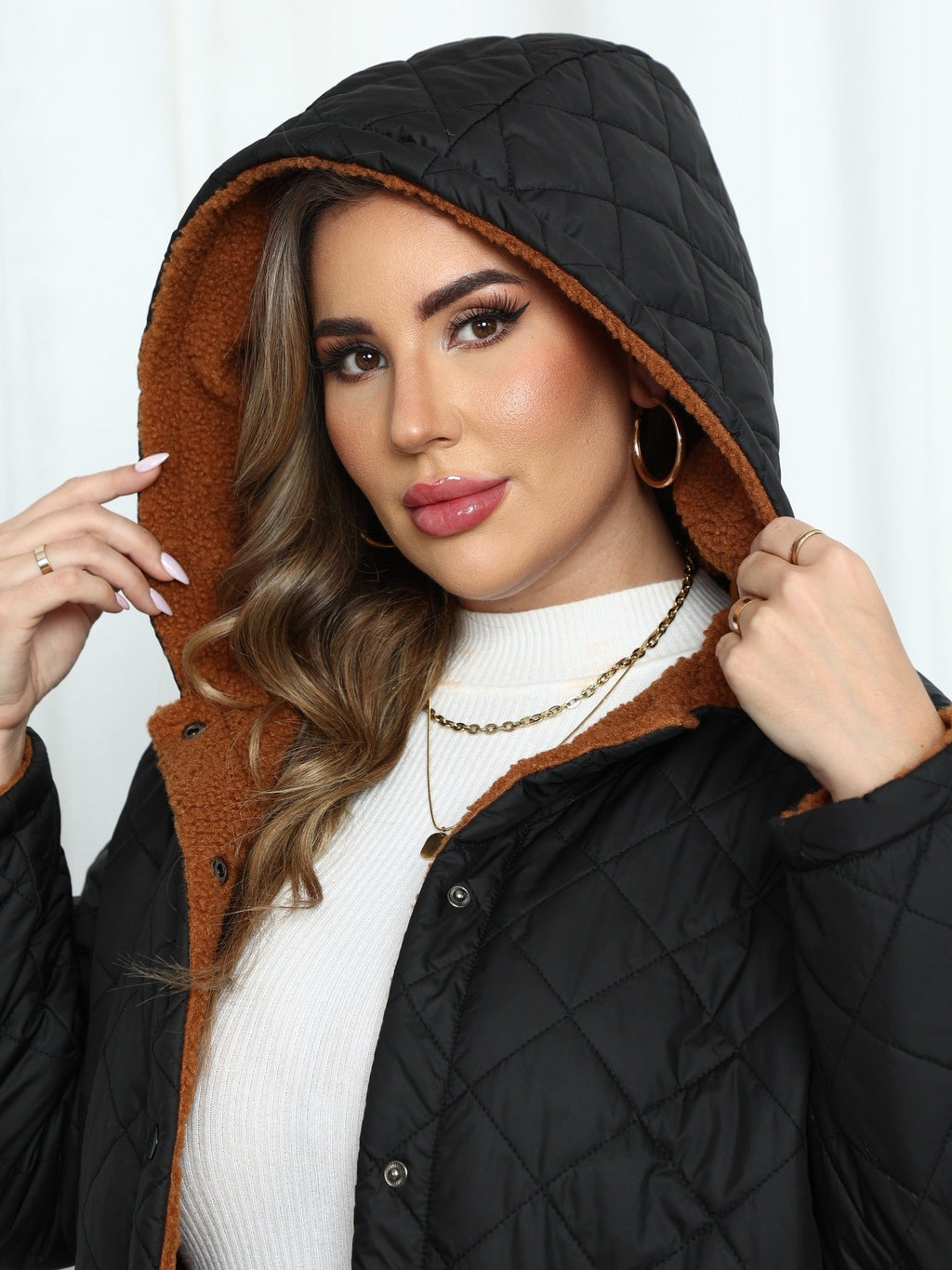 Nina | Women's Plus Size Plush-Lined Hooded Quilted Jacket