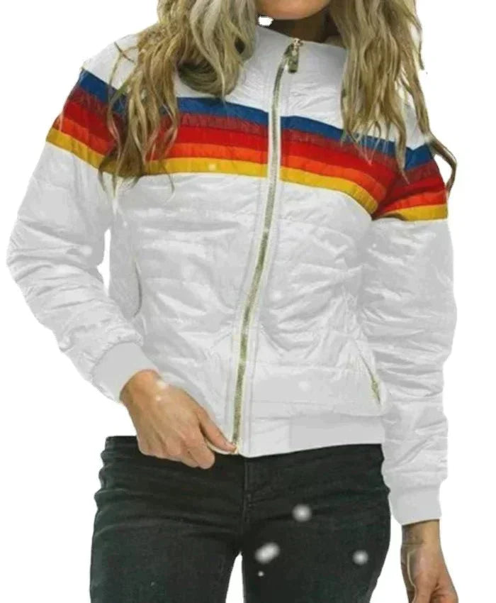 Elise | Women's Colorblock Hooded Quilted Bomber Jacket