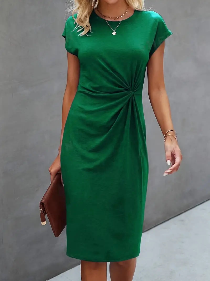 Persephone Elegant Midi Dress with Round Neckline