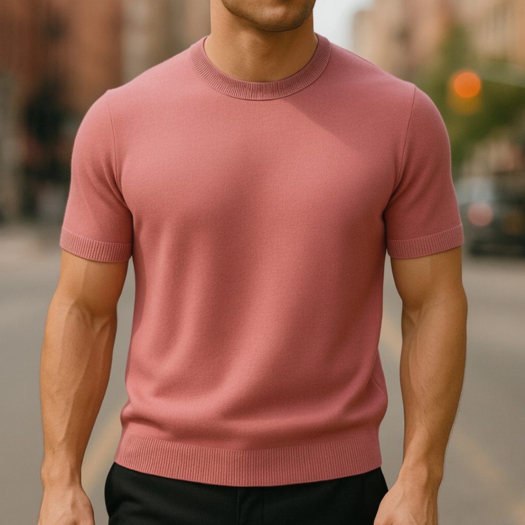 Men’s Short-Sleeve Cashmere Sweater