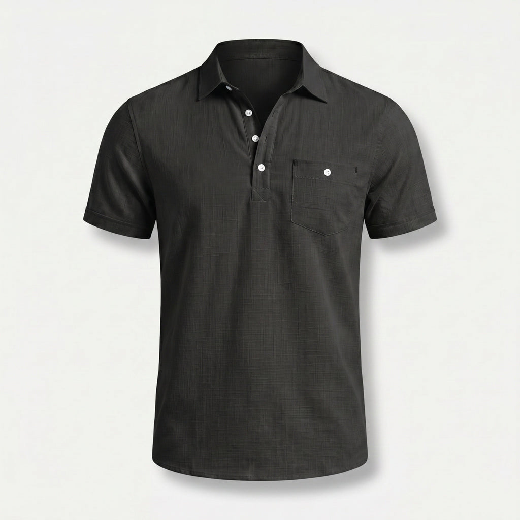 Men's Linen Polo Shirt Half-Button Style Casual Summer Wear