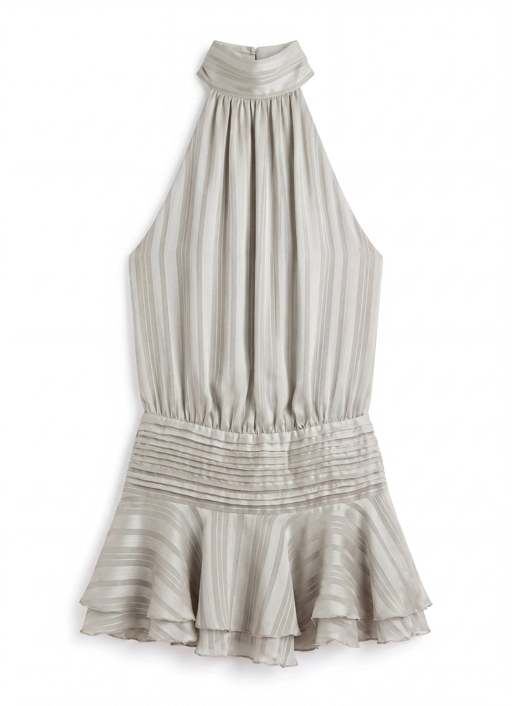 Isadora Women’s Halter Mini Dress | High Neck | Pleated Skirt with Ruffle | Open Back with Tie Detail