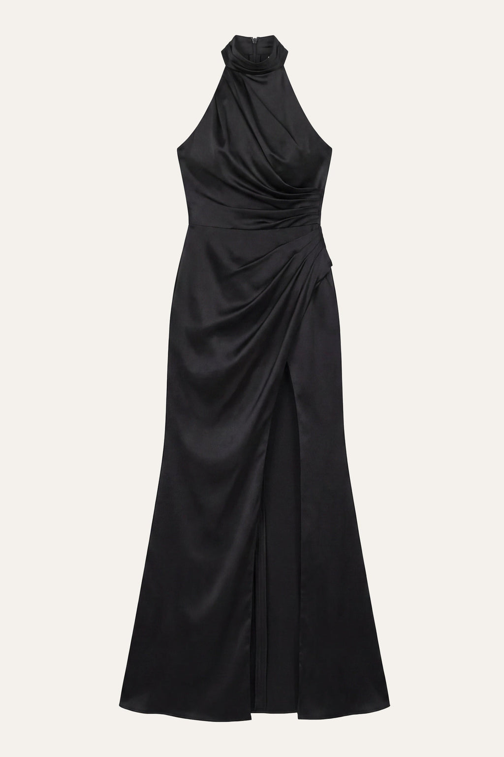 Women’s Satin Maxi Dress | Halterneck | With Slit