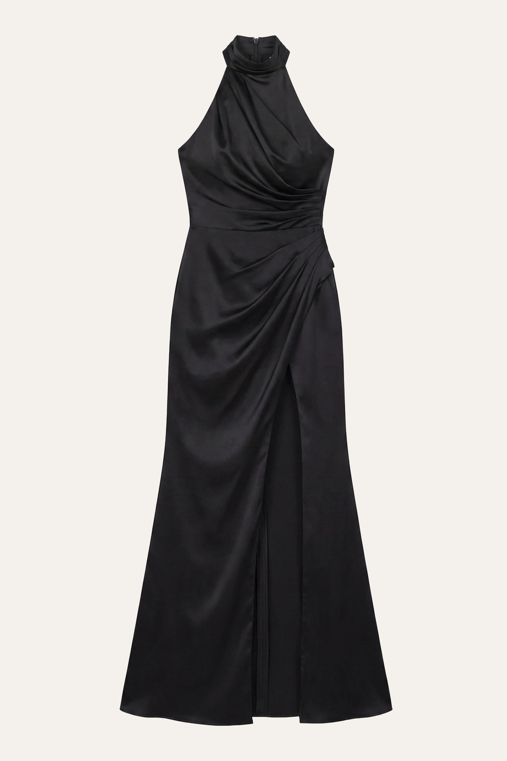 Women’s Satin Maxi Dress | Halterneck | With Slit