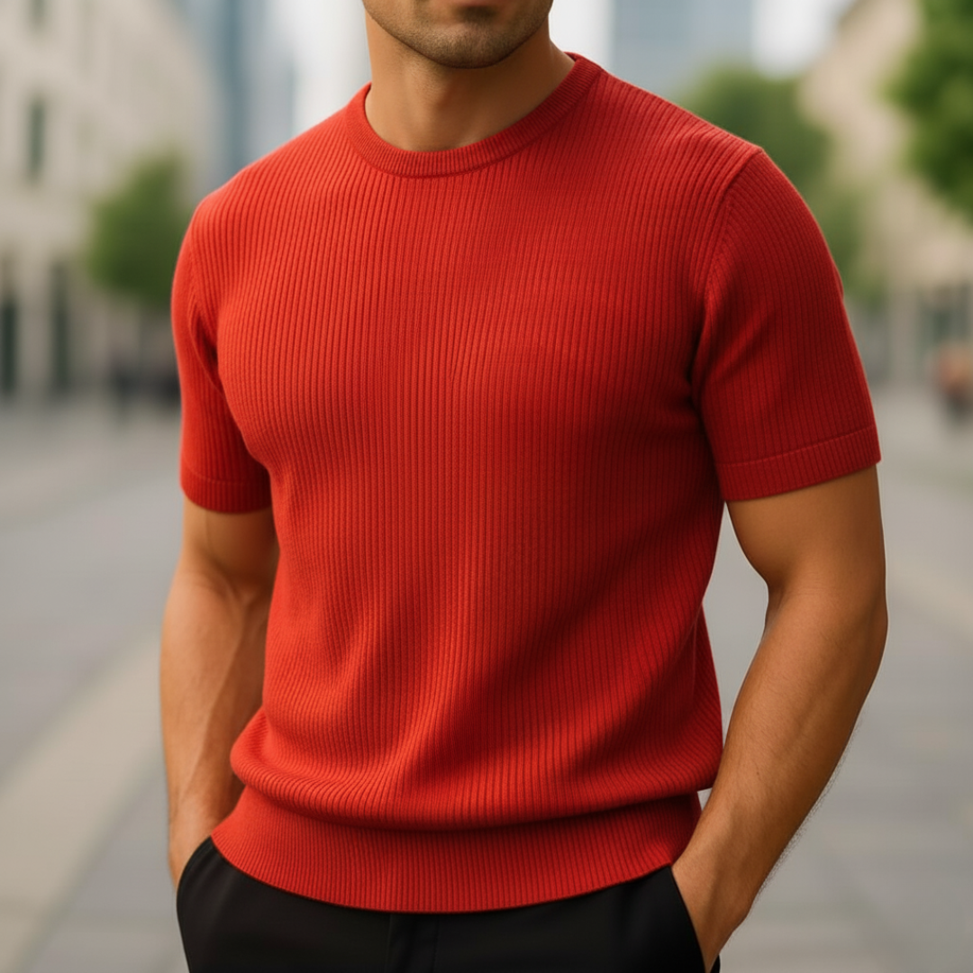 Men’s Short-Sleeve Cashmere Sweater