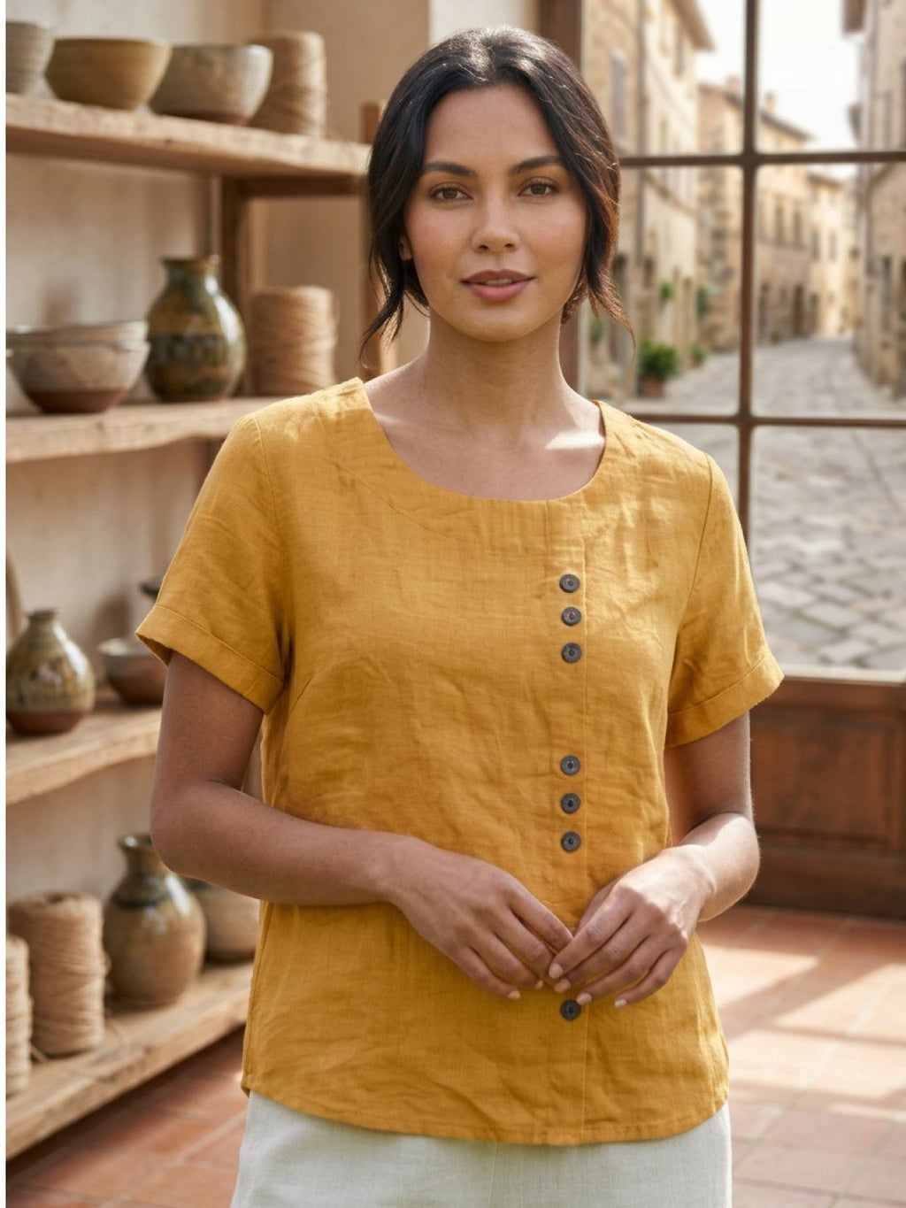 Foreen Relaxed Round-Neck Top