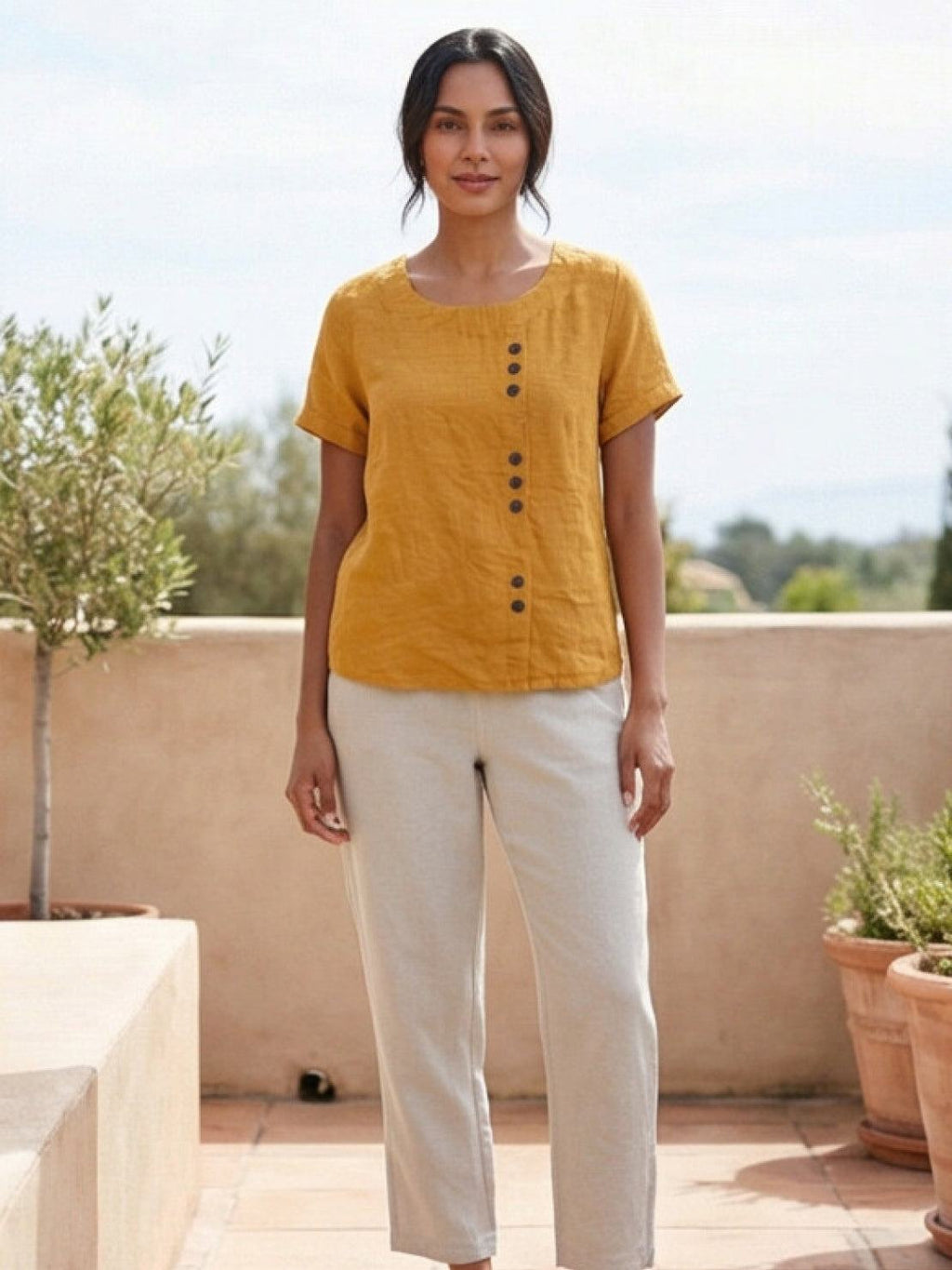 Foreen Relaxed Round-Neck Top