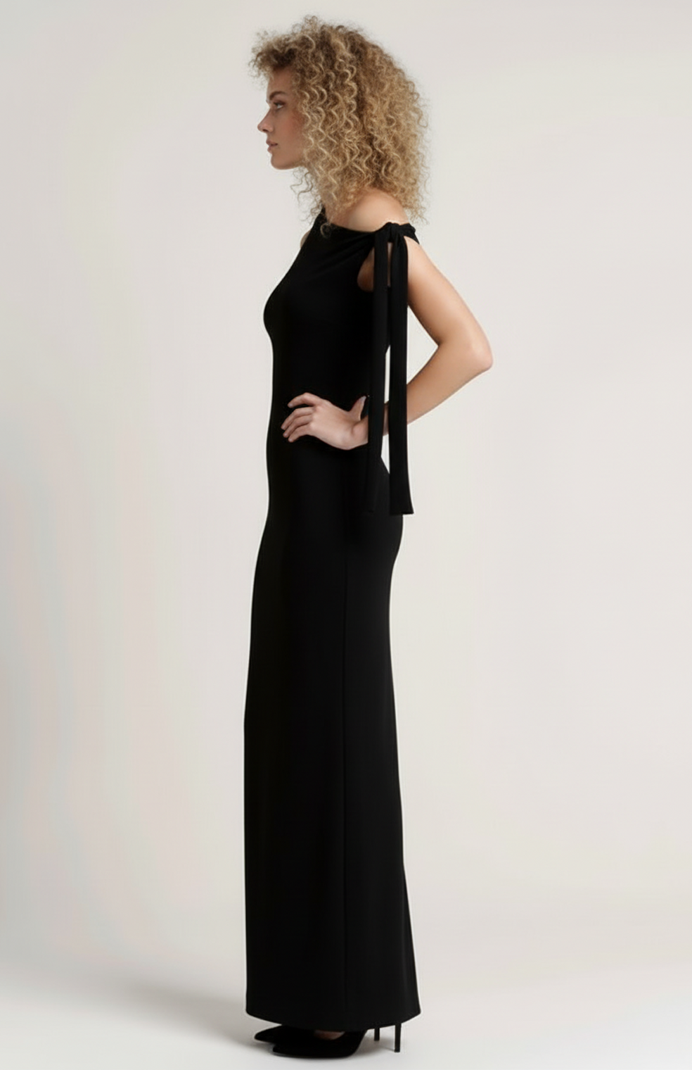 Orietta Women’s Evening Dress | One Shoulder | Maxi Length | Bow Detail