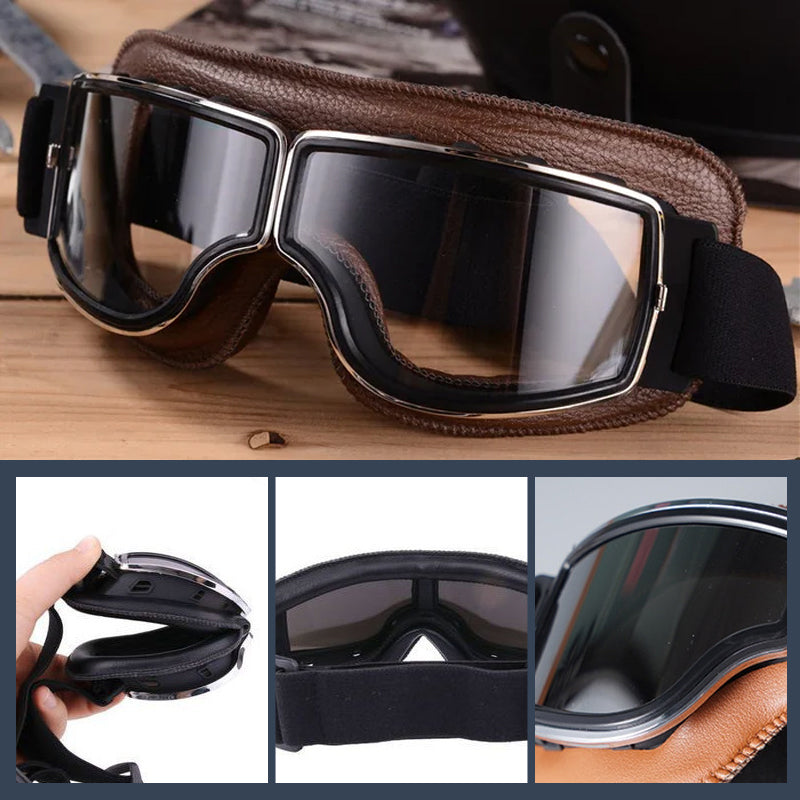 Vintage Motorcycle Goggles with UV Protection