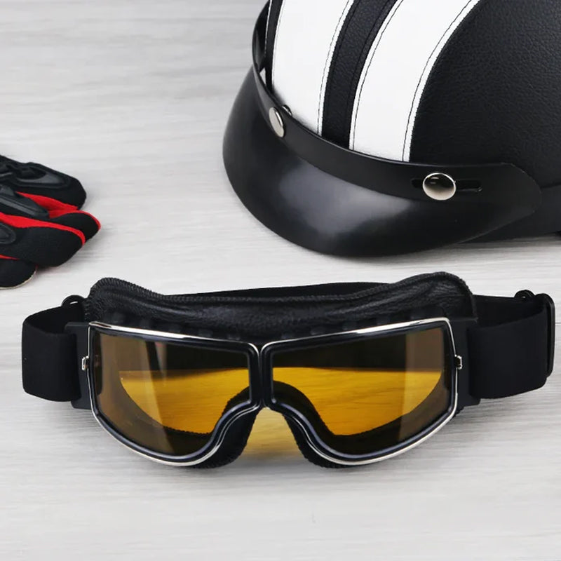 Vintage Motorcycle Goggles with UV Protection