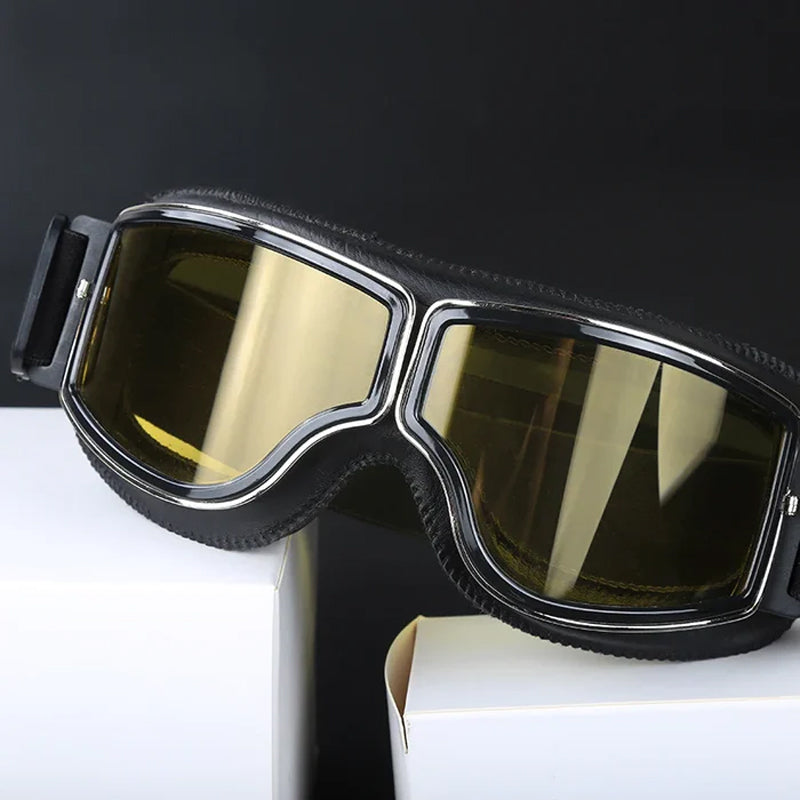 Vintage Motorcycle Goggles with UV Protection