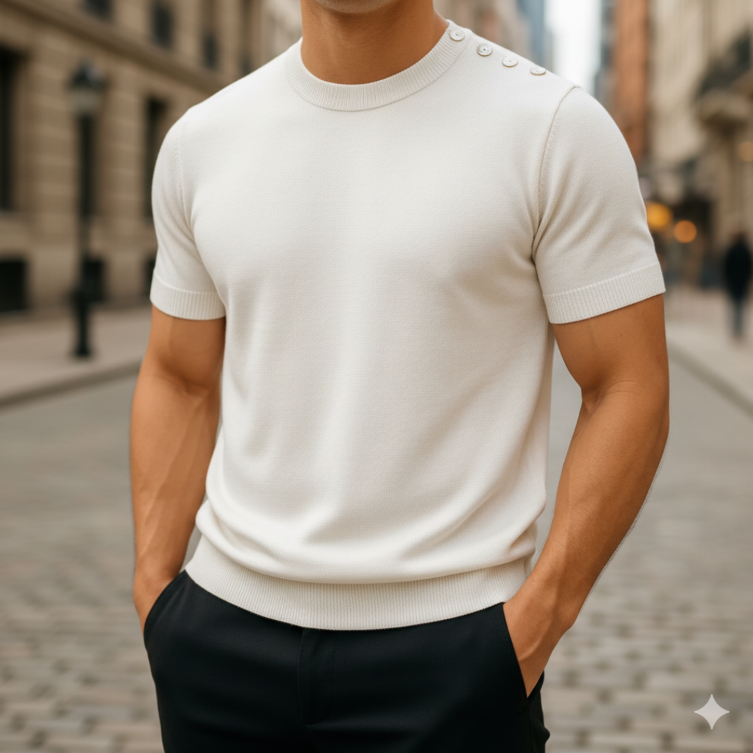 Men’s Short-Sleeve Cashmere Sweater