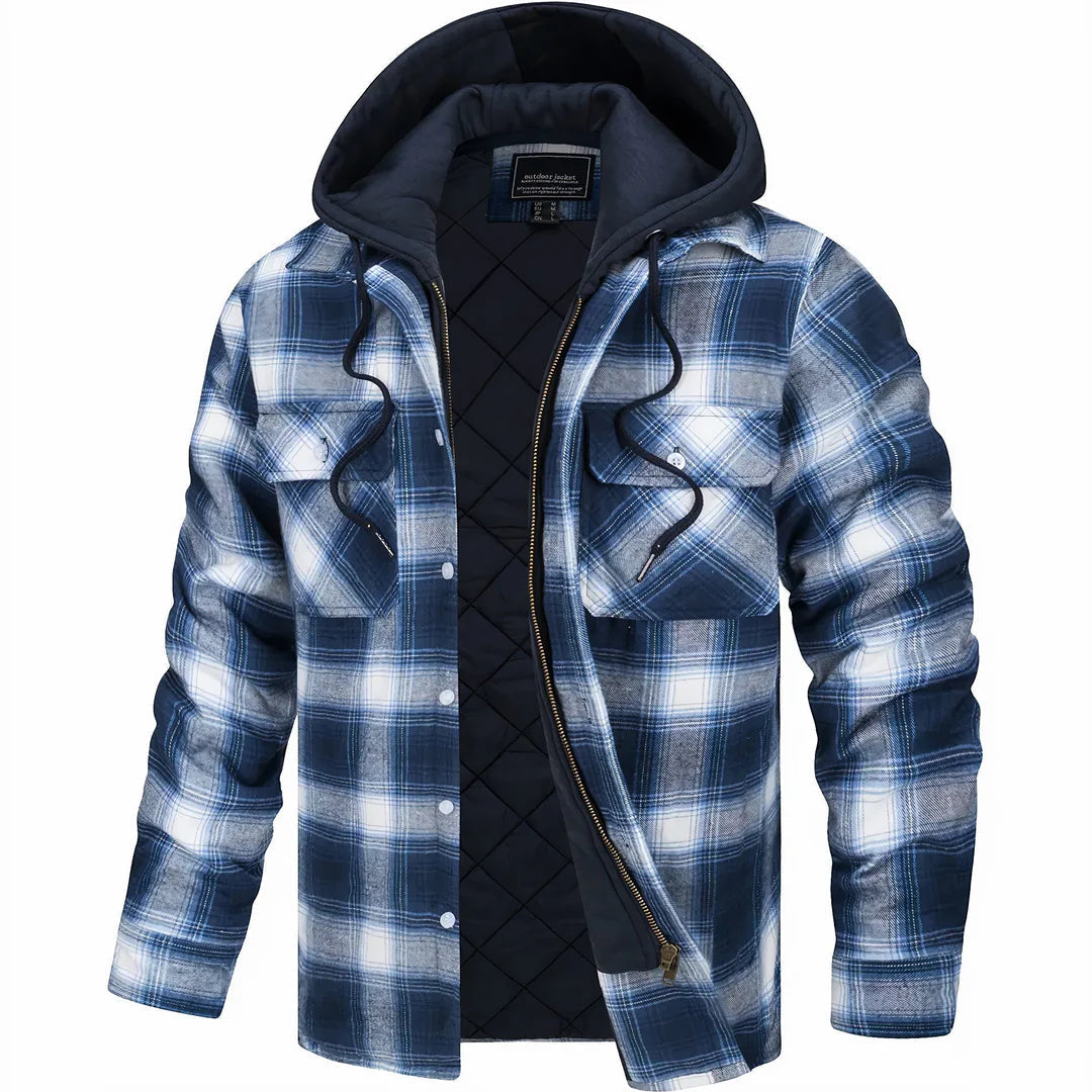 Men's Checked Lined Hooded Winter Jacket