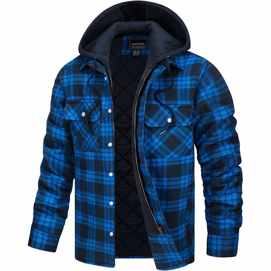 Men's Checked Lined Hooded Winter Jacket