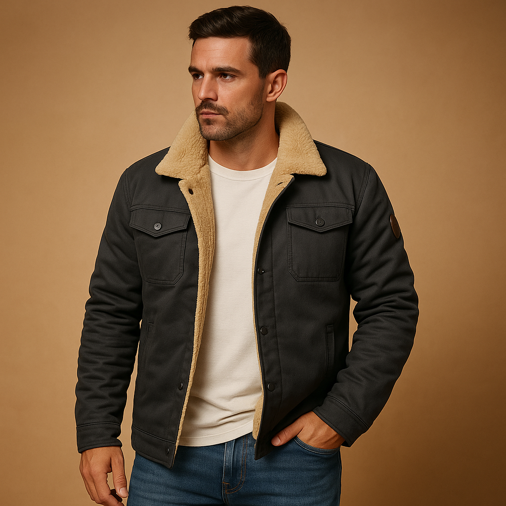 Winter Bomber Jacket with Ribbed Trims